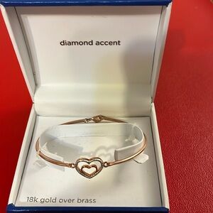 Morgan & Page double open heart Bangle Bracelet Diamond Accent